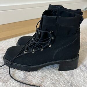 Stuart Weitzman Black Lace Up Boots—Like New